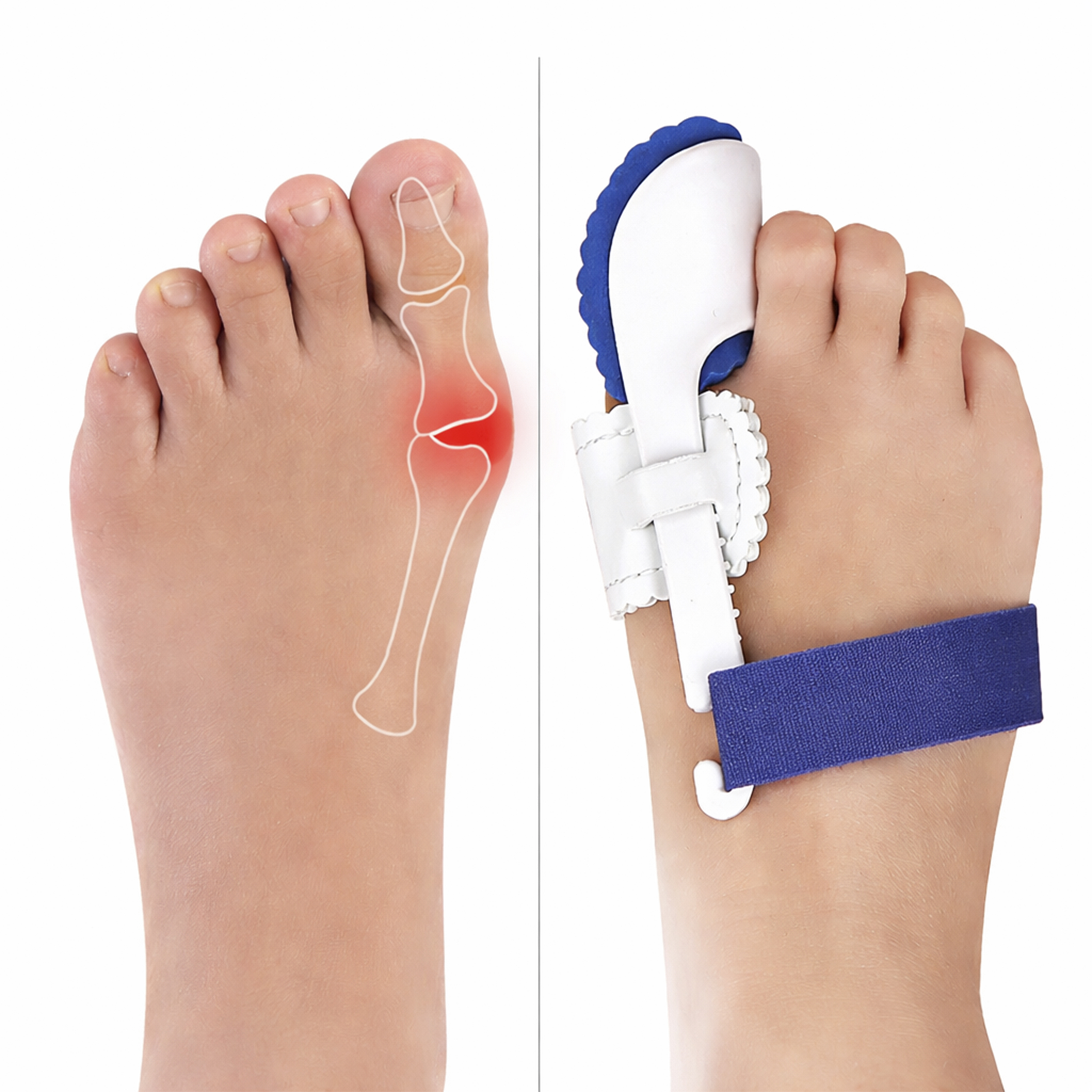 Nattstöd vid hallux valgus - 2 st - Korrigera snedställd stortå med nattskena